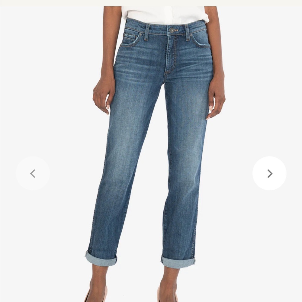 KUT dark wash boyfriend jeans